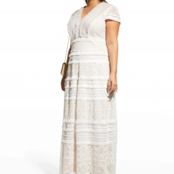 Tadashi Shoji | Dresses | Tadashi Shoji Plus Size Vneck Fringetrim Lace  Dress | Poshmark